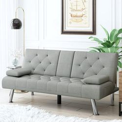 Convertible Sofa Bed,Futon Sofa with Armrests And Metal Legs
