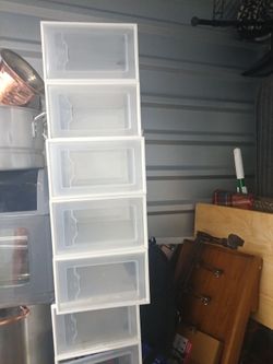 Moving sale plastic storage bin