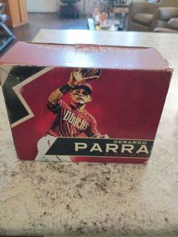 2-baseball figurines, 1 of Gerardo Parra. 1 of PAUL Goldschmidt also the Hispanic hats that were given away on Cinco De. Mayo