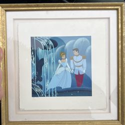 RARE! Disney's Cinderella and Prince “So This is Love” Gold Framed Wall Art #1329/7500