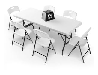 White tables and chairs