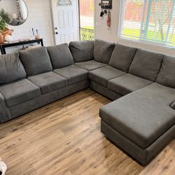 Large Charcoal Gray Sectional Couch – 11x10 ft – Good Condition