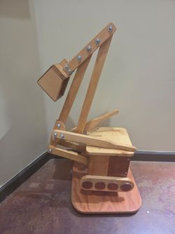 Toddler size sit on Handmade Wooden Excavator Toy Model