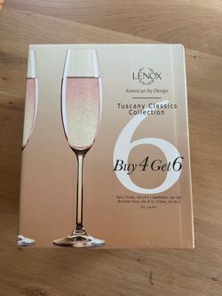 NIB Six (6) Lenox Tuscany Champagne Flutes
