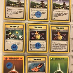 9 Pokemon 1st Edition Vintage Cards in Near Mint Condition