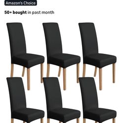 Amazon Basics Dining Chair Covers, Stretch Parson/Dining Chair Slipcover, Removable Washable Chair Protector for Home/Restaurant/Banquet, Black Pack o