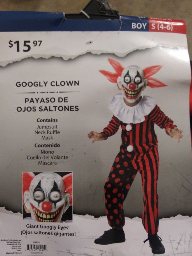 Halloween Googly Clown Costume S 4-6