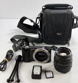 Sony a5000 Black Mirrorless Camera + Pentax-M 50mm f2 Lens Adapter Bag Low Shutter Count