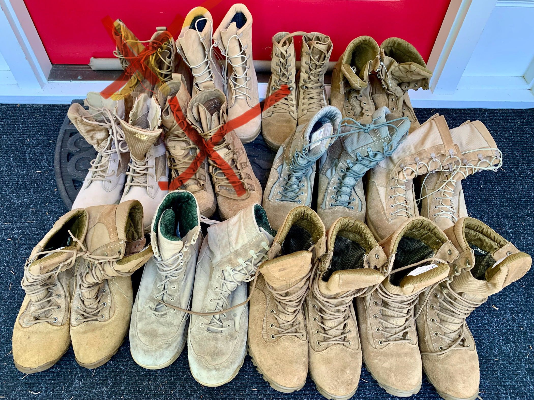 Military Surplus Boots - Lot Of 10, Various Types & Sizes