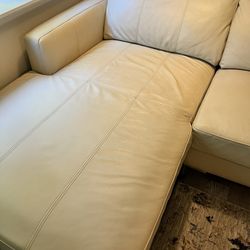 Cream Leather Couch 