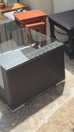 Wicker Glass Top Coffee Table