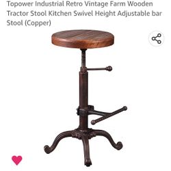 Topower Industrial Retro Vintage Farm Wooden Tractor Stool 

