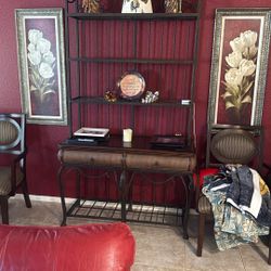 Rod Iron Hutch, Coffee Table & End Table