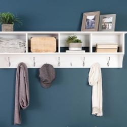 BRAND NEW 
Prepac 60" Contemporary Wall Mounted Coat Rack, Coat Hooks Wall Mount with 4 Shelves, Ideal for Hallway or Entryway Storage Solution, 11.5"