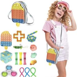15 Piece Fidget Toy Backpack Purse For Toddlers And Kids 