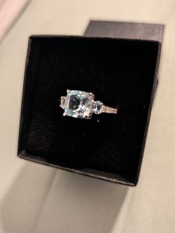 Natural Aquamarine with accent diamonds size 7