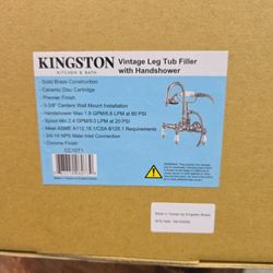 KINGSTON- Vintage Leg Tub Filler With Handshower- Wall Mount 