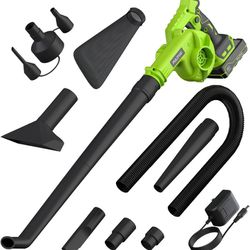 Cordless Leaf Blower with Battery, Charger & Dust Bag, 2-in-1 20V Cordless Vacuum Cleaner with Self-Locking Switch, Handheld Battery Powered Small Blo