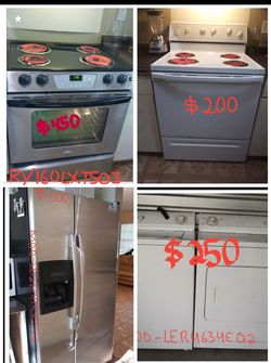 Stoves, refrigerator, washer& dryer