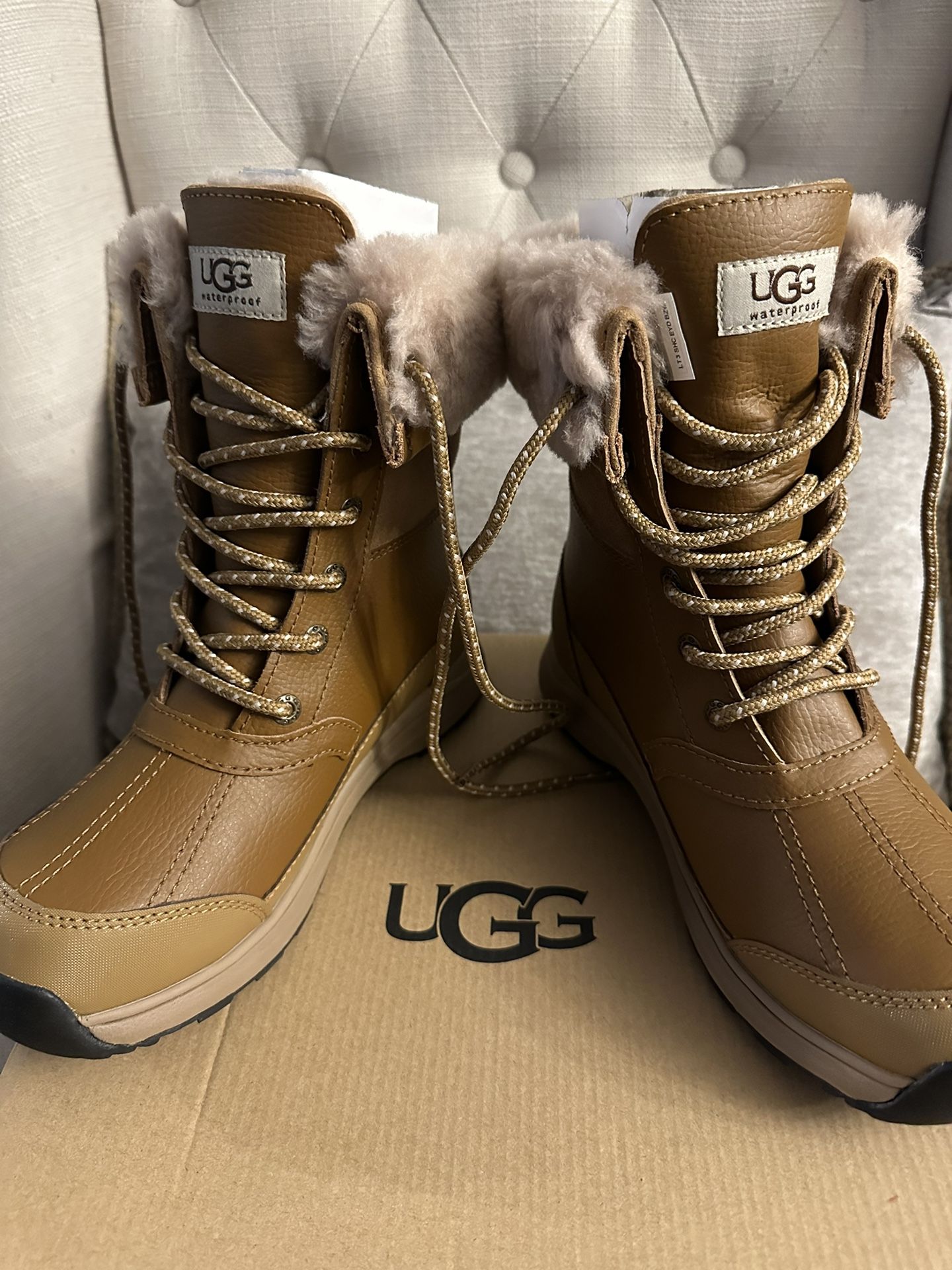 UGG Women's Zaylee Leopard Boots. Chestnut New With Box