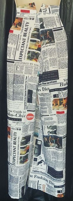 Vintage Style Newspaper Print Fashion Wide Leg Palazzo Pants