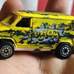 Old Diecast Chevrolet Lemon Yellow Custom Van w/ Sun Roof - unmarked
