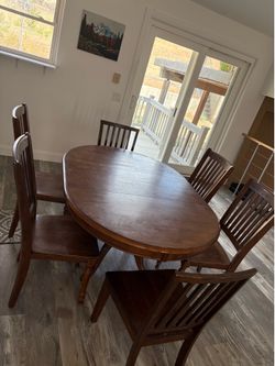 Dining room table and six chairs