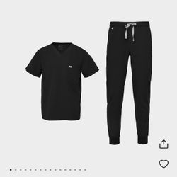 Men's Figs M Black SET Leon Scrub Top + Tansen Jogger Pants Size Medium