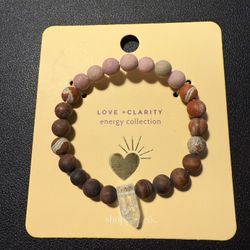 Geo Central Love + Clarity Quartz Stretchable Bracelet, NWT, 3”