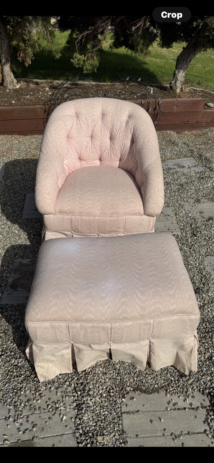 Pink Chair And Ottoman