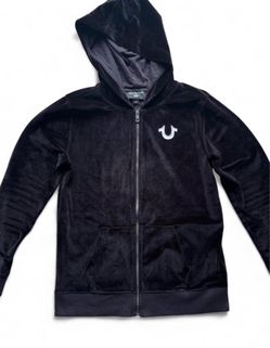 True Religion Black Velour Zip-Up Hoodie