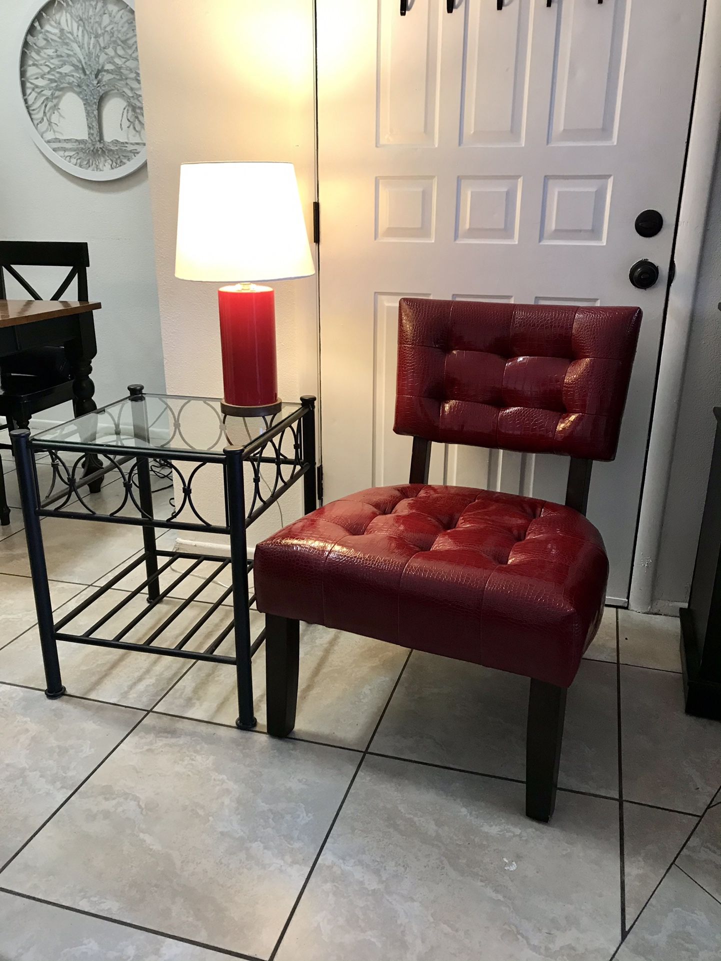 Accent Chair, Table, Lamp