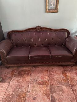 Real Leather 2 Piece Living Room Set With Chair