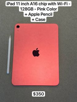 11-inch iPad A16 chip with Wi-Fi - 128GB - Pink