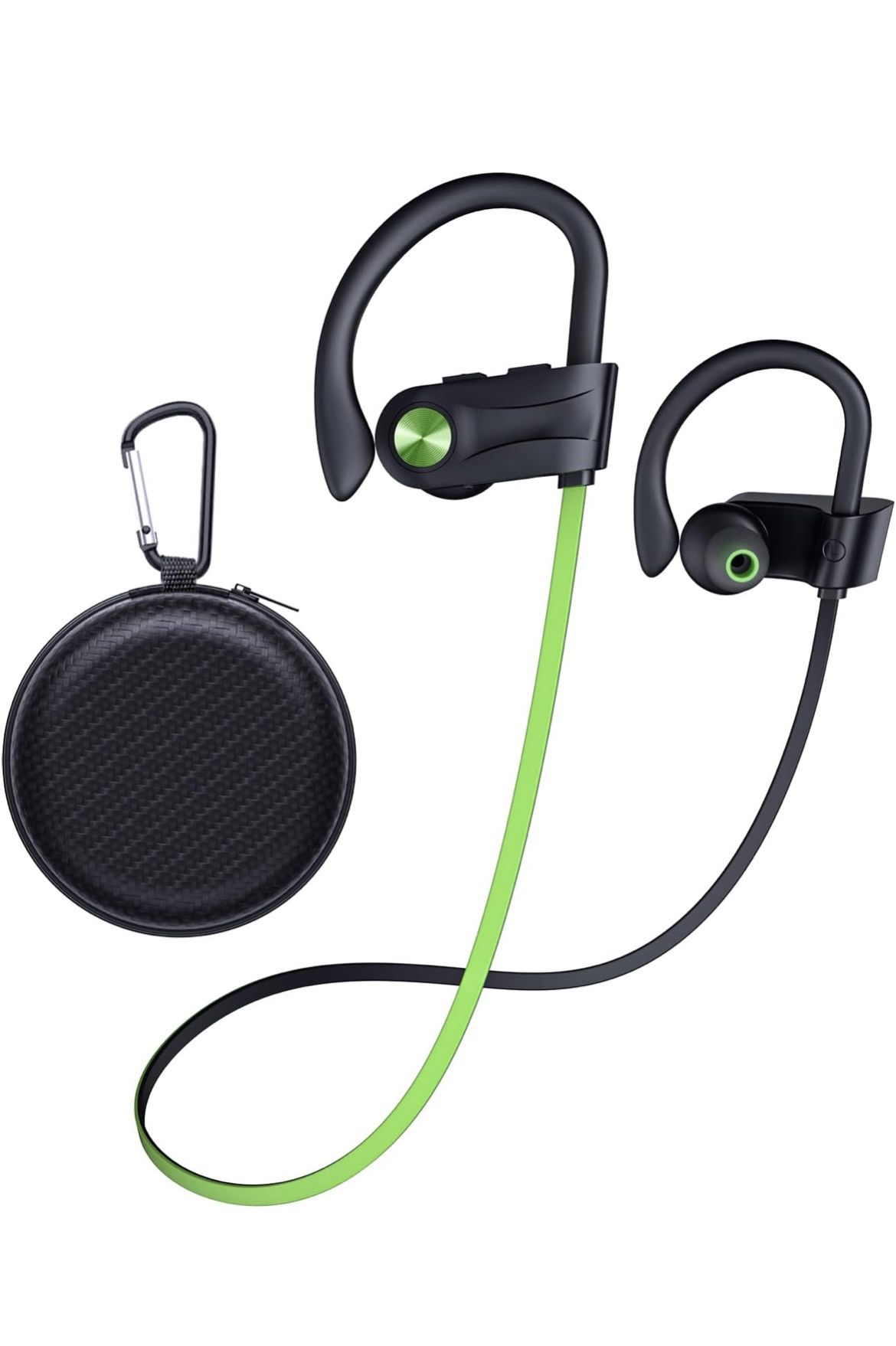 IPX7 Waterproof Bluetooth 5.3 Headphones with 16Hrs Playtime Stereo Bass Headsets with Mic Running Headphones with Earhooks for Sports Running Workout