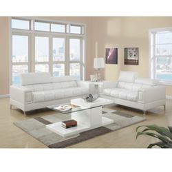 Gorgeous White Colored 2 piece Sofa and Loveseat Set