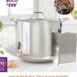 Vaporera De 40qt Con Separador Y Parilla Nueva En Caja Lista Para Levantar