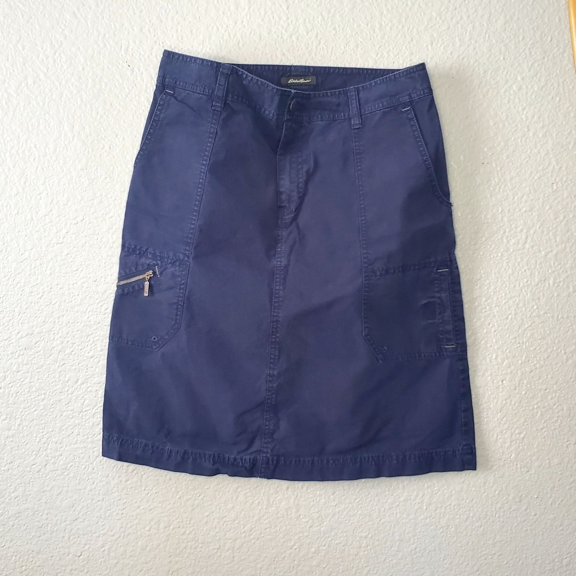 Eddie Bauer Mini Skirt Navy Blue Size 4 Pockets Zip Pre-Owned  