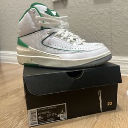 Jordan 2 Retro Lucky Green - Size 6 GS