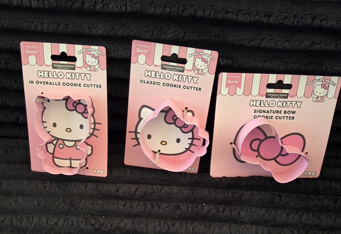 (3) Brand New Hello Kitty Cookie Cutters
