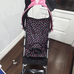Minnie Mouse Umbrella Scissor Lightweight Stroller With  Basket.