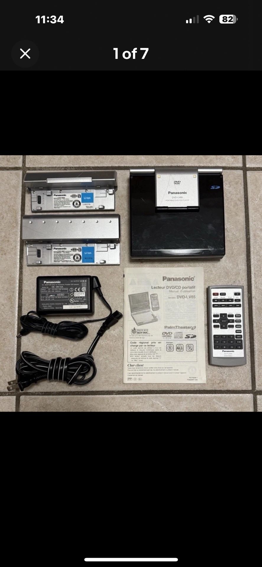 RARE Panasonic DVD-LV65 Portable DVD Player 5” LCD Screen w/Remote 2 Battery’s