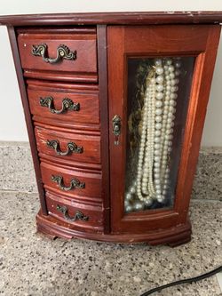 Vintage Solid Wood 5 Drawer Jewelry Box