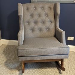 Upholstered Tufted Rocking Chair - Grey