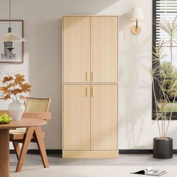Two Modern 71” Oak Pantry Cabinets – Like New