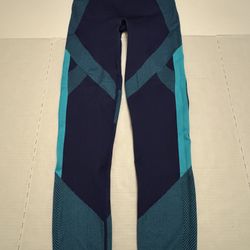 Pre Owned Excellent  Victoria’s Secret PINK  Cool & Comfy Seamless Leggings  Navy Blue Turquoise  Women  Size Medium