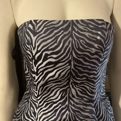 Caché  Zebra Strapless Dress