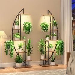Plant Stand Indoor with Grow Lights, 6 Tiered Tall Plant Shelf, 63" Metal Plant Stand for Indoor Plants Multiple, Half-Moon Plant ( 2 AVAILABLE )