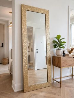 full length mirror, gold mirror, mosaic mirror, entryway mirror, glam decor, 54X 17.5