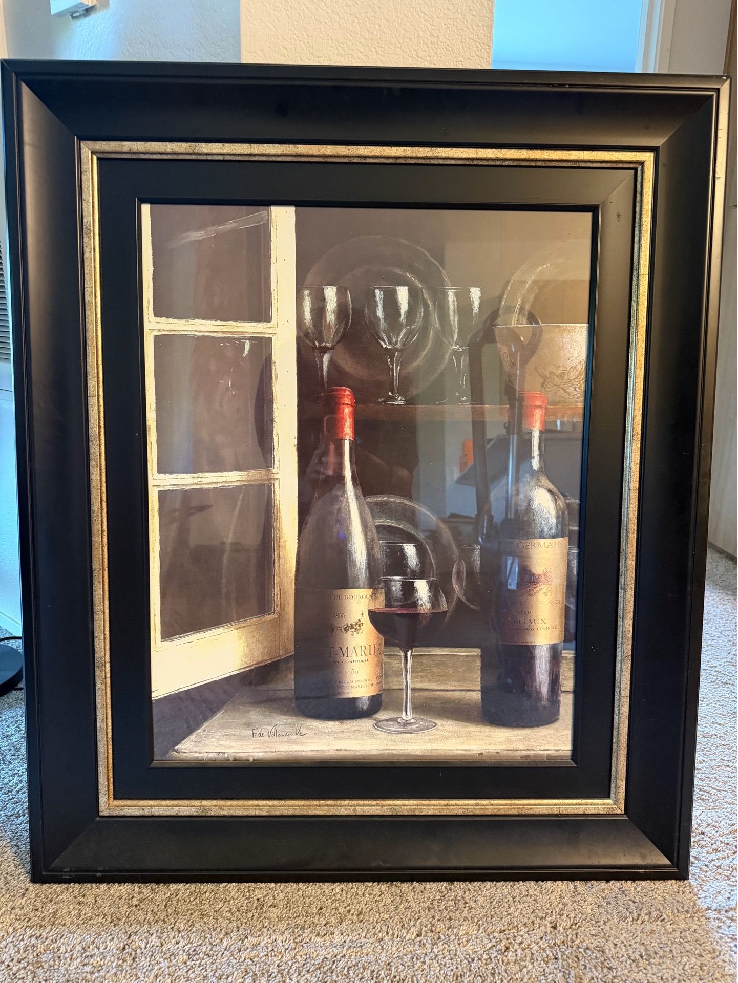 Framed wine themed print